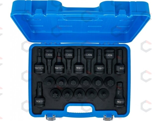 Smūginių antgalių rinkinys | 20 mm (3/4") | Hex vidinis šešiakampis, T-Star (Torx) | 22 vnt. (6185) 3 Smūginių antgalių rinkinys | 20 mm (3/4") | Hex vidinis šešiakampis, T-Star (Torx) | 22 vnt. (6185) 3