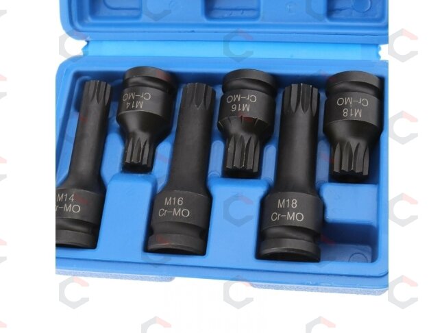 Smūginių antgalių rinkinys – su skyle (tamperproof) Spline XZN – 1/2" | M14–M18 | 6 vnt. (S1121) 2 Smūginių antgalių rinkinys – su skyle (tamperproof) Spline XZN – 1/2" | M14–M18 | 6 vnt. (S1121) 2
