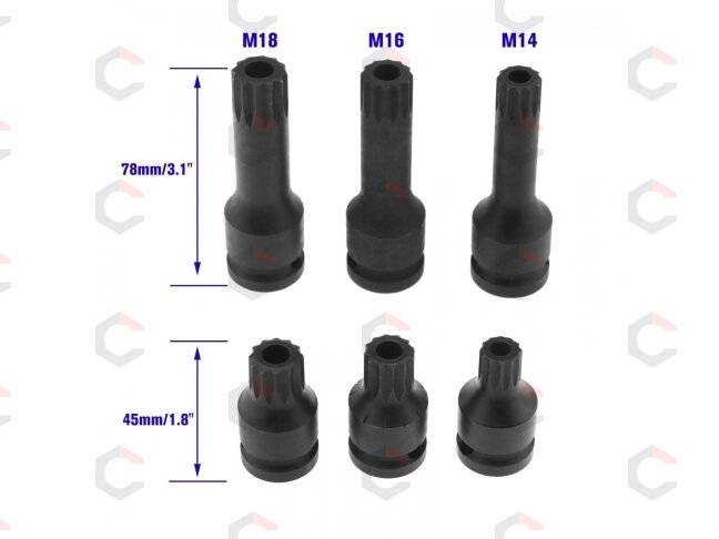 Smūginių antgalių rinkinys – su skyle (tamperproof) Spline XZN – 1/2" | M14–M18 | 6 vnt. (S1121) 3 Smūginių antgalių rinkinys – su skyle (tamperproof) Spline XZN – 1/2" | M14–M18 | 6 vnt. (S1121) 3