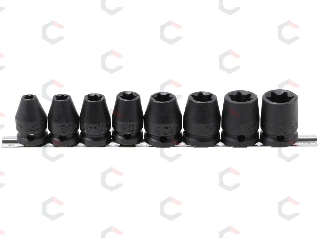 Smūginių E-type galvučių rinkinys | 12.5 mm (1/2") | E10–E24 | 8 vnt. (9779) Smūginių E-type galvučių rinkinys | 12.5 mm (1/2") | E10–E24 | 8 vnt. (9779)