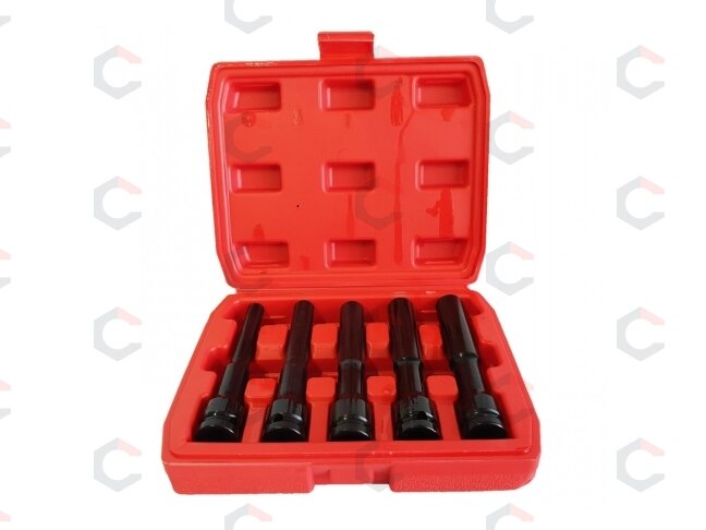 Smūginių galvučių rinkinys | labai ilgos | 12.5 mm (1/2") | SW 8 - 14 mm | 5 vnt. (SK1205) 1