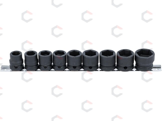 Smūginių galvučių rinkinys | patrumpintos | 12,5 mm (1/2") | 13–24 mm | 9 vnt. (9551) 1 Smūginių galvučių rinkinys | patrumpintos | 12,5 mm (1/2") | 13–24 mm | 9 vnt. (9551) 1