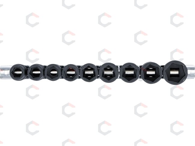 Smūginių galvučių rinkinys | patrumpintos | 12,5 mm (1/2") | 13–24 mm | 9 vnt. (9551) 2