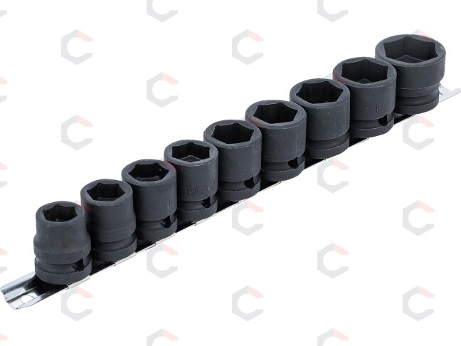 Smūginių galvučių rinkinys | patrumpintos | 12,5 mm (1/2") | 13–24 mm | 9 vnt. (9551) Smūginių galvučių rinkinys | patrumpintos | 12,5 mm (1/2") | 13–24 mm | 9 vnt. (9551)