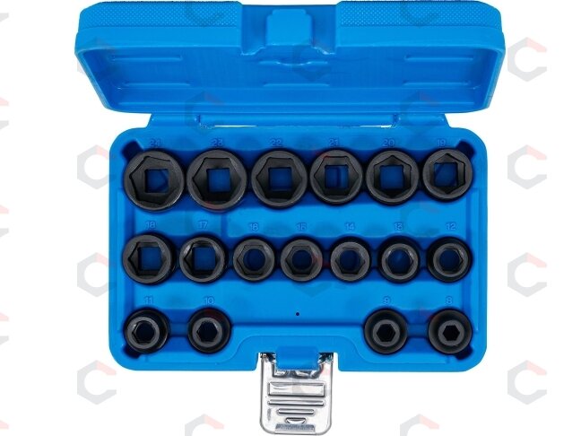 Smūginių galvučių rinkinys | patrumpintos | 12,5 mm (1/2") | 8–24 mm | 17 vnt. (9286) 3 Smūginių galvučių rinkinys | patrumpintos | 12,5 mm (1/2") | 8–24 mm | 17 vnt. (9286) 3
