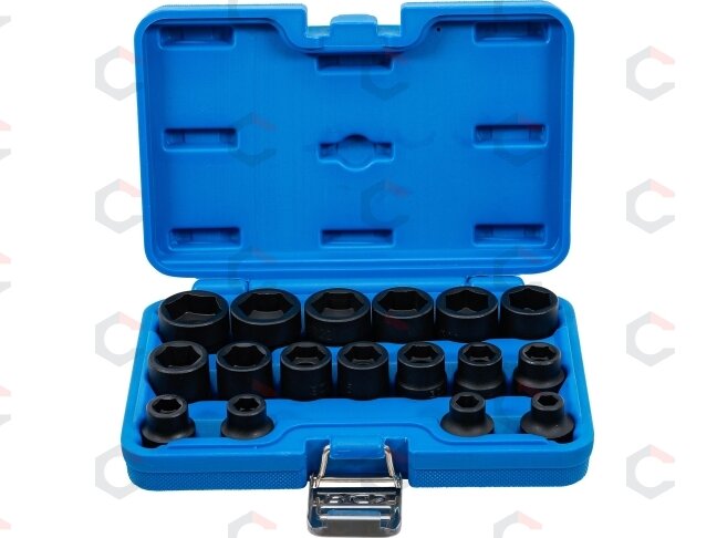 Smūginių galvučių rinkinys | patrumpintos | 12,5 mm (1/2") | 8–24 mm | 17 vnt. (9286) Smūginių galvučių rinkinys | patrumpintos | 12,5 mm (1/2") | 8–24 mm | 17 vnt. (9286)