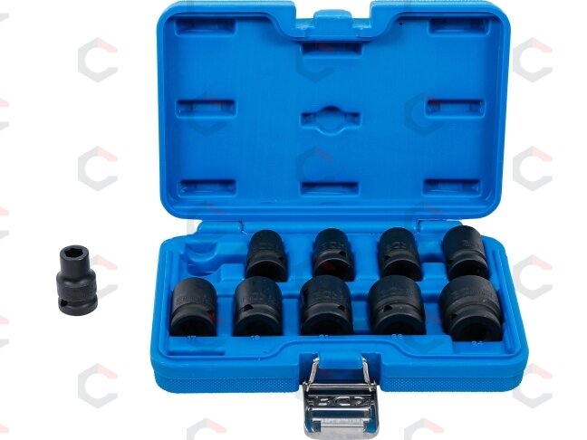 Smūginių galvučių rinkinys, šešiakampės | 12,5 mm (1/2") | 10 - 24 mm | 10 vnt. (5205)