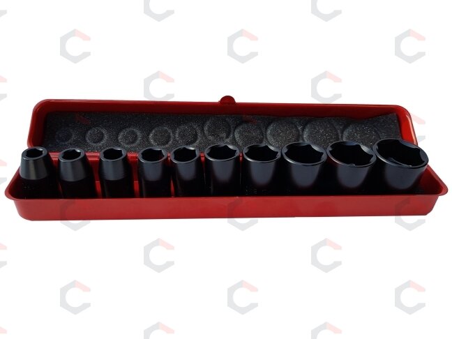 Smūginių galvučių rinkinys, šešiakampės | 12,5 mm (1/2") | 9 - 27 mm | 10 vnt. (SK1209) Smūginių galvučių rinkinys, šešiakampės | 12,5 mm (1/2") | 9 - 27 mm | 10 vnt. (SK1209)