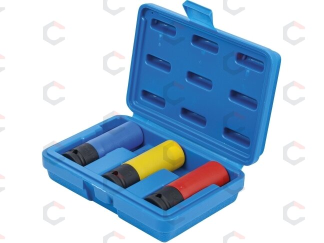 Smūginių galvučių rinkinys su apsauga | itin siauros | 12,5 mm (1/2") | 17/19/21 mm | 3 vnt. (7500) 2 Smūginių galvučių rinkinys su apsauga | itin siauros | 12,5 mm (1/2") | 17/19/21 mm | 3 vnt. (7500) 2