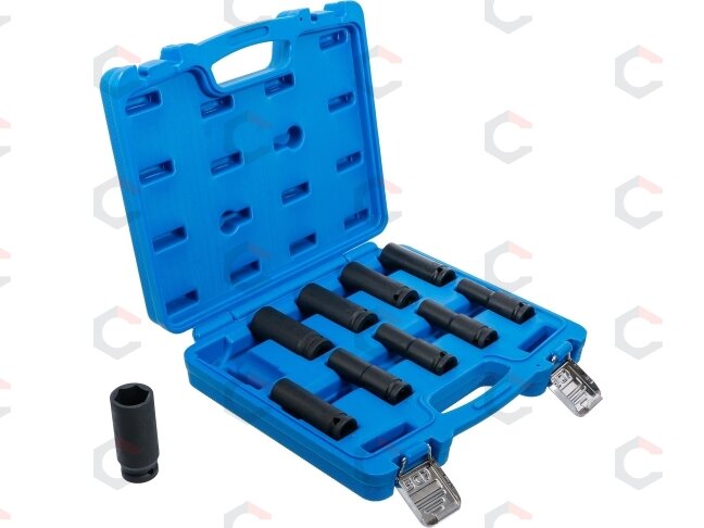 Smūginių ilgų galvučių rinkinys | 12,5 mm (1/2") | 10-24 mm | 10 vnt. (5206) 2 Smūginių ilgų galvučių rinkinys | 12,5 mm (1/2") | 10-24 mm | 10 vnt. (5206) 2