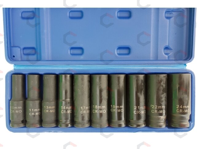 Smūginių ilgų galvučių rinkinys | 12,5 mm (1/2") | 10-24 mm | 10 vnt. (SK1210) Smūginių ilgų galvučių rinkinys | 12,5 mm (1/2") | 10-24 mm | 10 vnt. (SK1210)
