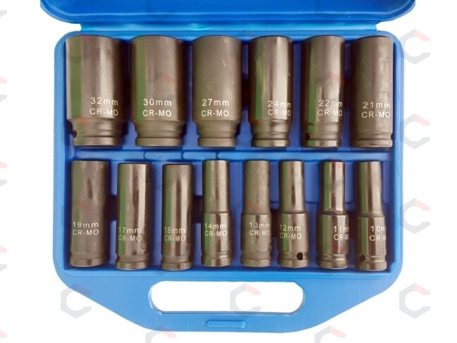 Smūginių ilgų galvučių rinkinys | 12,5 mm (1/2") | 10-32 mm | 14 vnt. (SK1214)