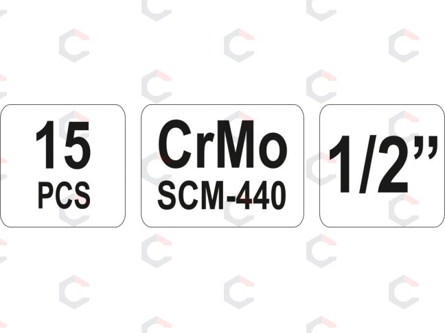 Smūginių ilgų galvučių rinkinys | 12,5 mm (1/2") | 10-32 mm | 15 vnt. (YT-1055) 4 Smūginių ilgų galvučių rinkinys | 12,5 mm (1/2") | 10-32 mm | 15 vnt. (YT-1055) 4