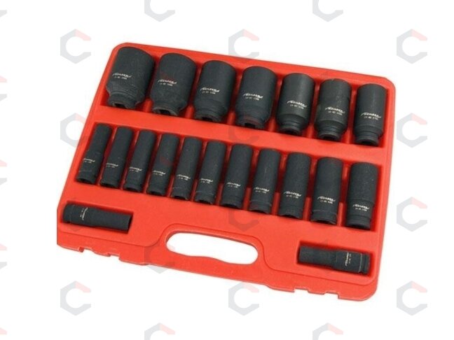 Smūginių ilgų galvučių rinkinys | 12,5 mm (1/2") | 10-38 mm | 20 vnt. (SK1220) 2 Smūginių ilgų galvučių rinkinys | 12,5 mm (1/2") | 10-38 mm | 20 vnt. (SK1220) 2