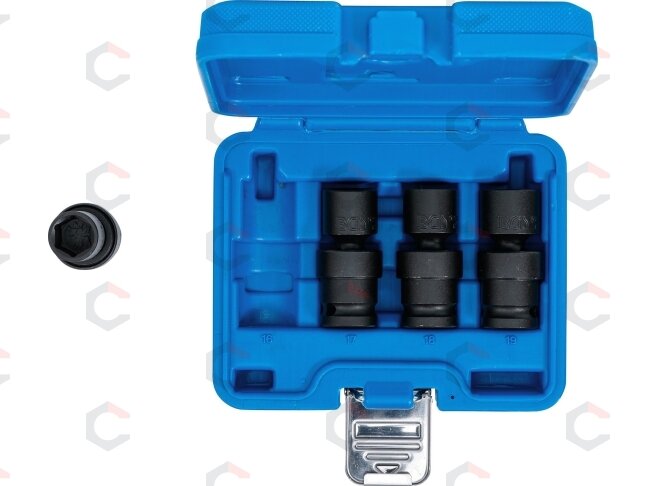 Smūginių šarnyrinių galvučių komplektas | 12,5 mm (1/2") | 4 vnt. (5200) 3 Smūginių šarnyrinių galvučių komplektas | 12,5 mm (1/2") | 4 vnt. (5200) 3