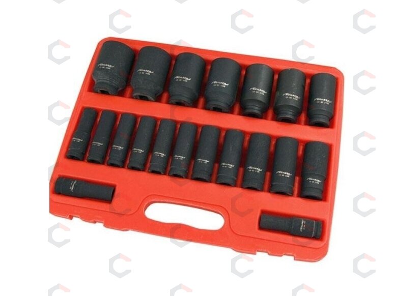 Smūginių ilgų galvučių rinkinys | 12,5 mm (1/2") | 10-38 mm | 20 vnt. (SK1220) 2 Smūginių ilgų galvučių rinkinys | 12,5 mm (1/2") | 10-38 mm | 20 vnt. (SK1220) 2