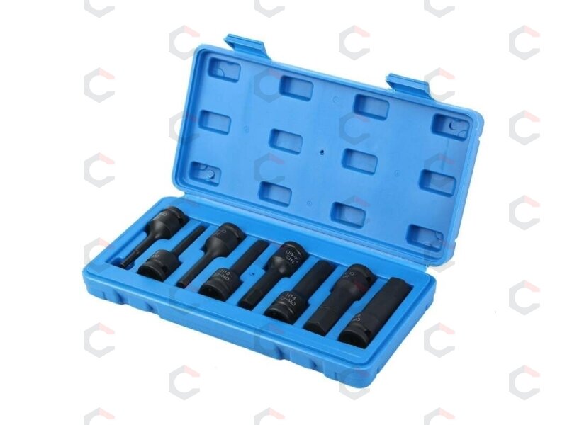 Smūginiai antgaliai – šešiakampiai CR-MO 1/2" – 5–19 mm | 8 vnt. (S1100) 2 Smūginiai antgaliai – šešiakampiai CR-MO 1/2" – 5–19 mm | 8 vnt. (S1100) 2