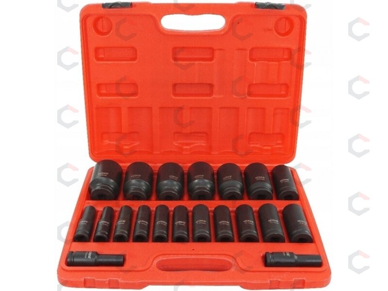 Smūginių ilgų galvučių rinkinys | 12,5 mm (1/2") | 10-38 mm | 20 vnt. (SK1220) Smūginių ilgų galvučių rinkinys | 12,5 mm (1/2") | 10-38 mm | 20 vnt. (SK1220)