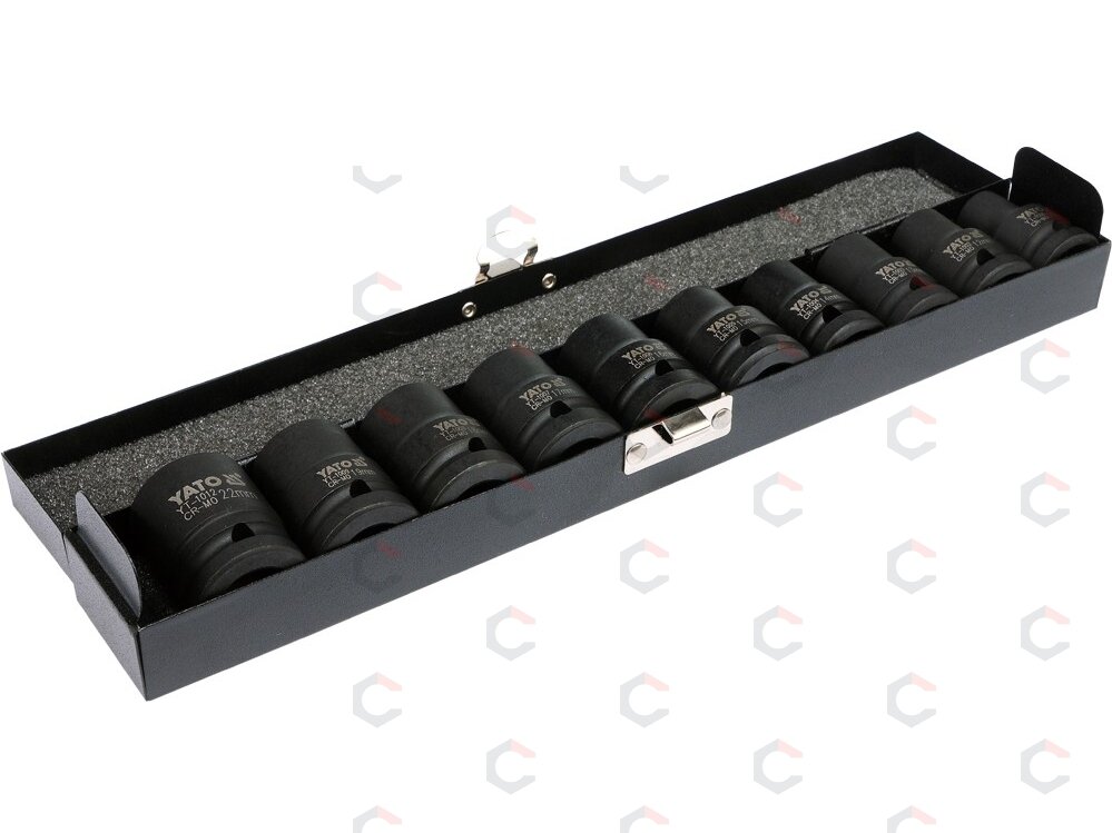 Smūginių galvučių rinkinys, šešiakampės | 12,5 mm (1/2") | 10 - 22 mm | 10 vnt (YT-1025) Smūginių galvučių rinkinys, šešiakampės | 12,5 mm (1/2") | 10 - 22 mm | 10 vnt (YT-1025)