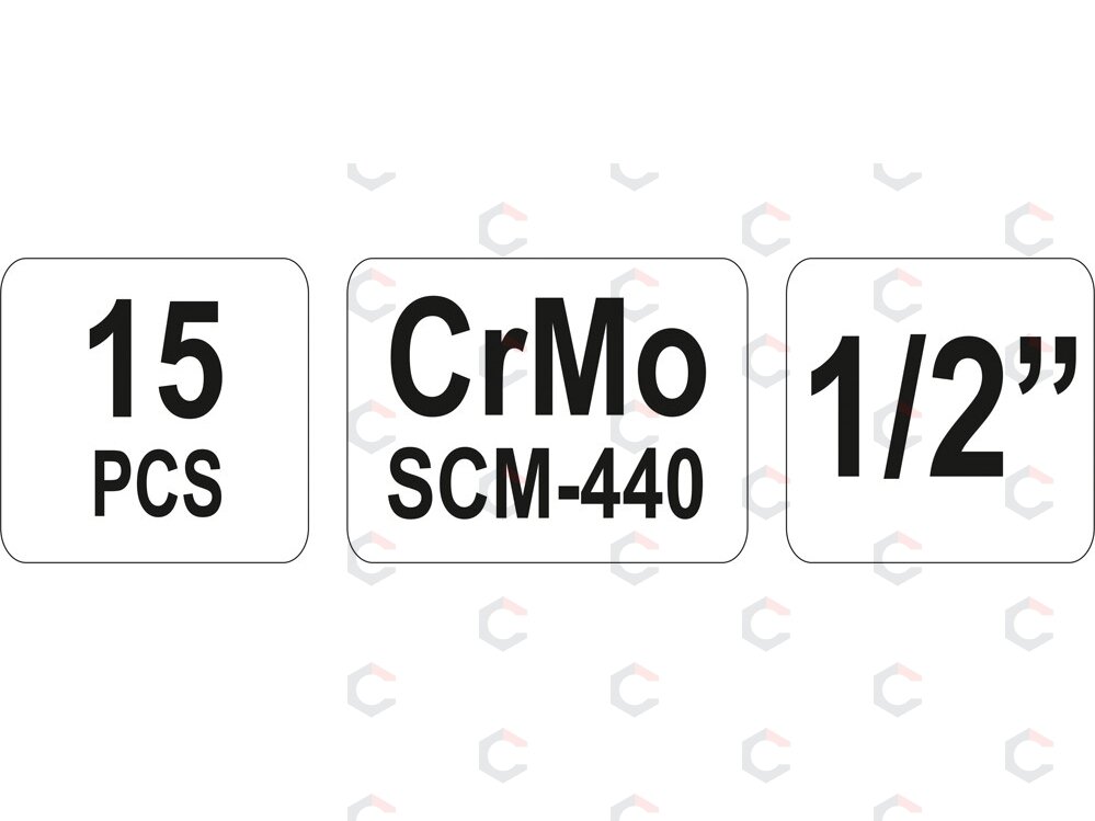 Smūginių ilgų galvučių rinkinys | 12,5 mm (1/2") | 10-32 mm | 15 vnt. (YT-1055) 4 Smūginių ilgų galvučių rinkinys | 12,5 mm (1/2") | 10-32 mm | 15 vnt. (YT-1055) 4