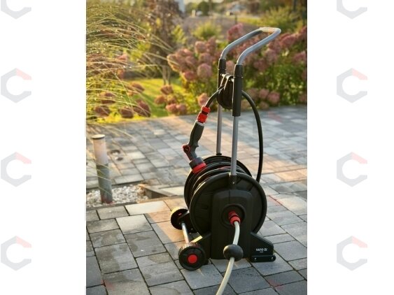 Sodo žarna ritėje su vežimėliu | automatinis vyniojimas | 25 m (YT-90120) 9 Sodo žarna ritėje su vežimėliu | automatinis vyniojimas | 25 m (YT-90120) 9