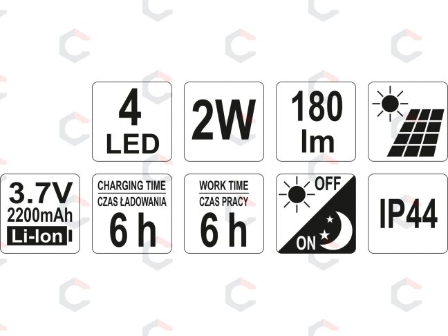 Sodo šviestuvas su saulės baterija | Li-Ion 3,7V (YT-81880) 5