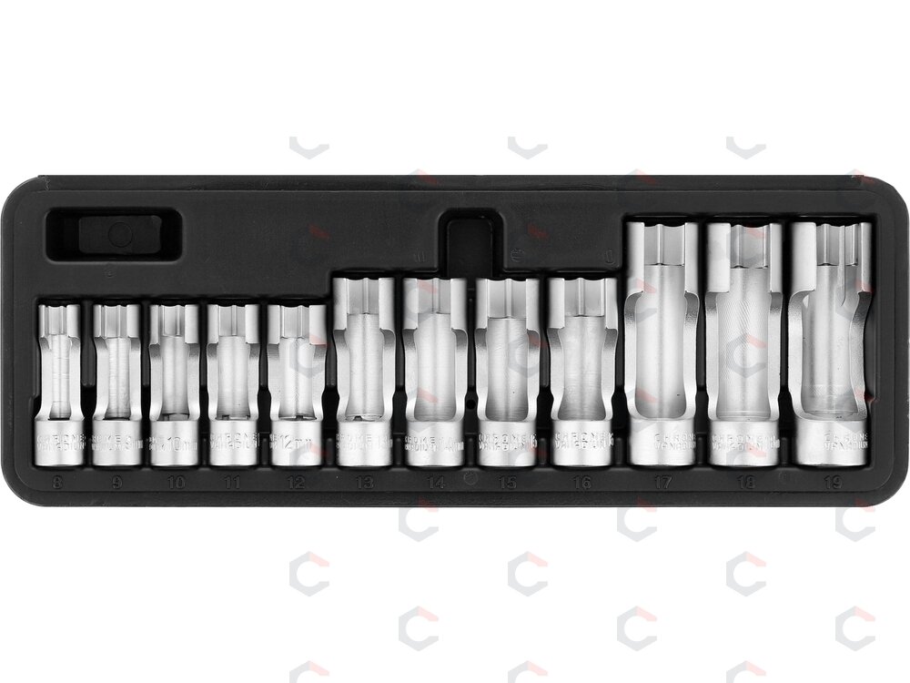Specialių išpjautų galvučių rinkinys | 3/8" | 8–19 mm | 12 vnt. (YT-17505) 1 Specialių išpjautų galvučių rinkinys | 3/8" | 8–19 mm | 12 vnt. (YT-17505) 1