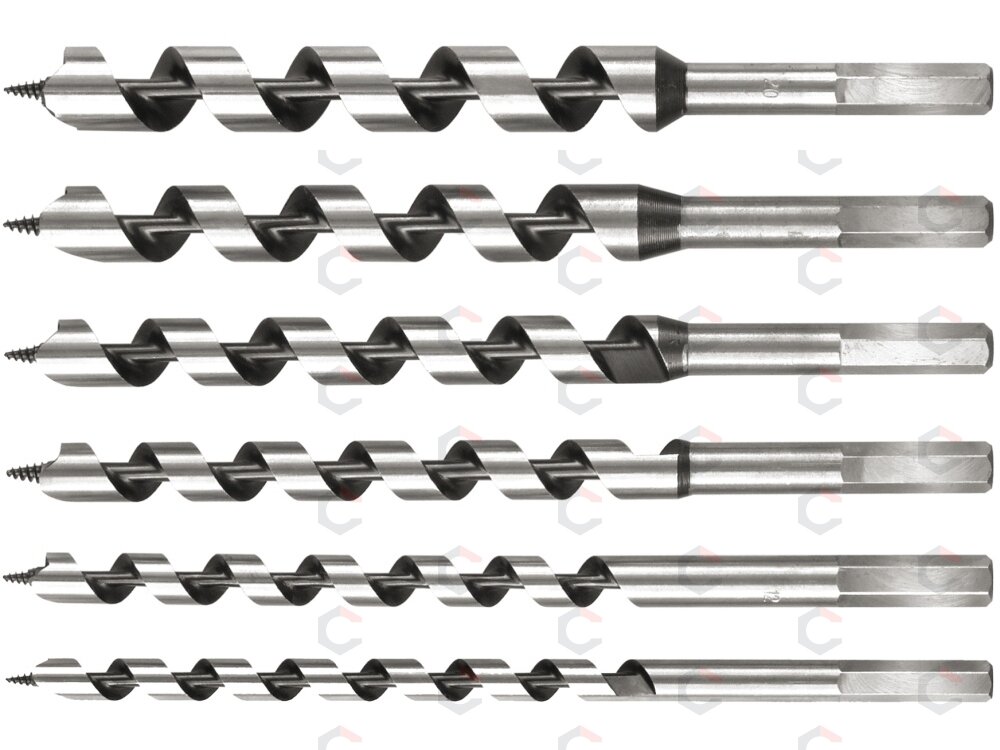 Spiralinių grąžtų rinkinys medžiui | 230 mm | 10-20mm | 6 vnt. (22465) Spiralinių grąžtų rinkinys medžiui | 230 mm | 10-20mm | 6 vnt. (22465)