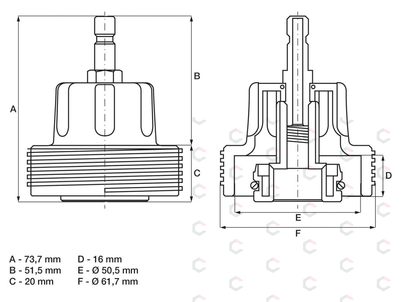 Spaudimo adapteris Nr. 23 BGS 8027, 8098 | VAG (8027-23) 2 Spaudimo adapteris Nr. 23 BGS 8027, 8098 | VAG (8027-23) 2