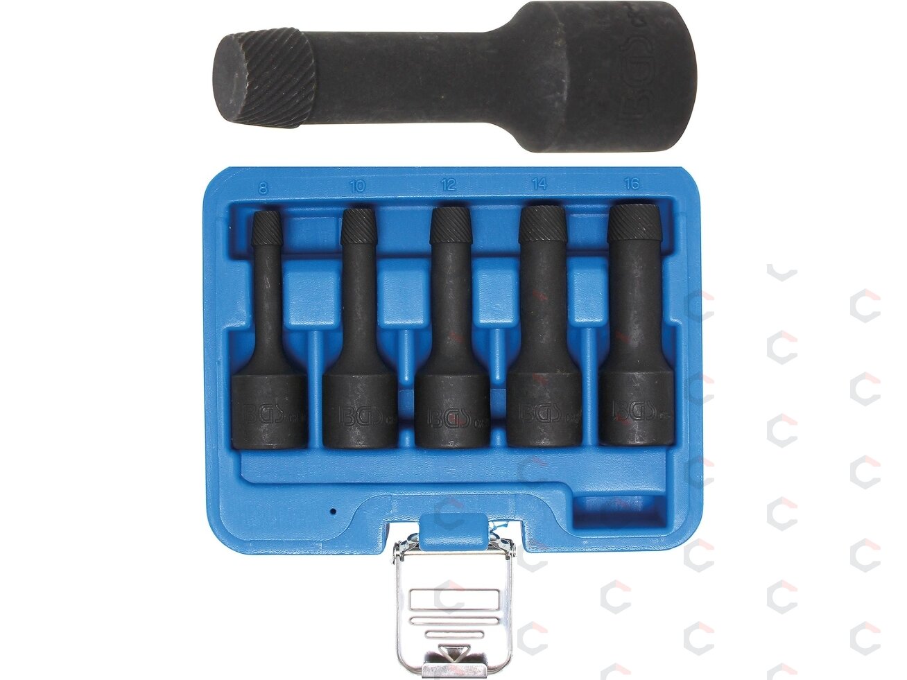 Specialus antgalių rinkinys / sraigtiniai ištraukikliai | 12,5 mm (1/2") | 8 - 16 mm | 5 vnt. (5261) 6 Specialus antgalių rinkinys / sraigtiniai ištraukikliai | 12,5 mm (1/2") | 8 - 16 mm | 5 vnt. (5261) 6