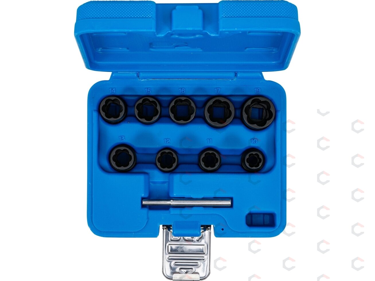 Specialus galvučių rinkinys / sraigtiniai ištraukikliai | 10 mm (3/8") | 10 - 19 mm | 10 vnt. (5265) 3 Specialus galvučių rinkinys / sraigtiniai ištraukikliai | 10 mm (3/8") | 10 - 19 mm | 10 vnt. (5265) 3