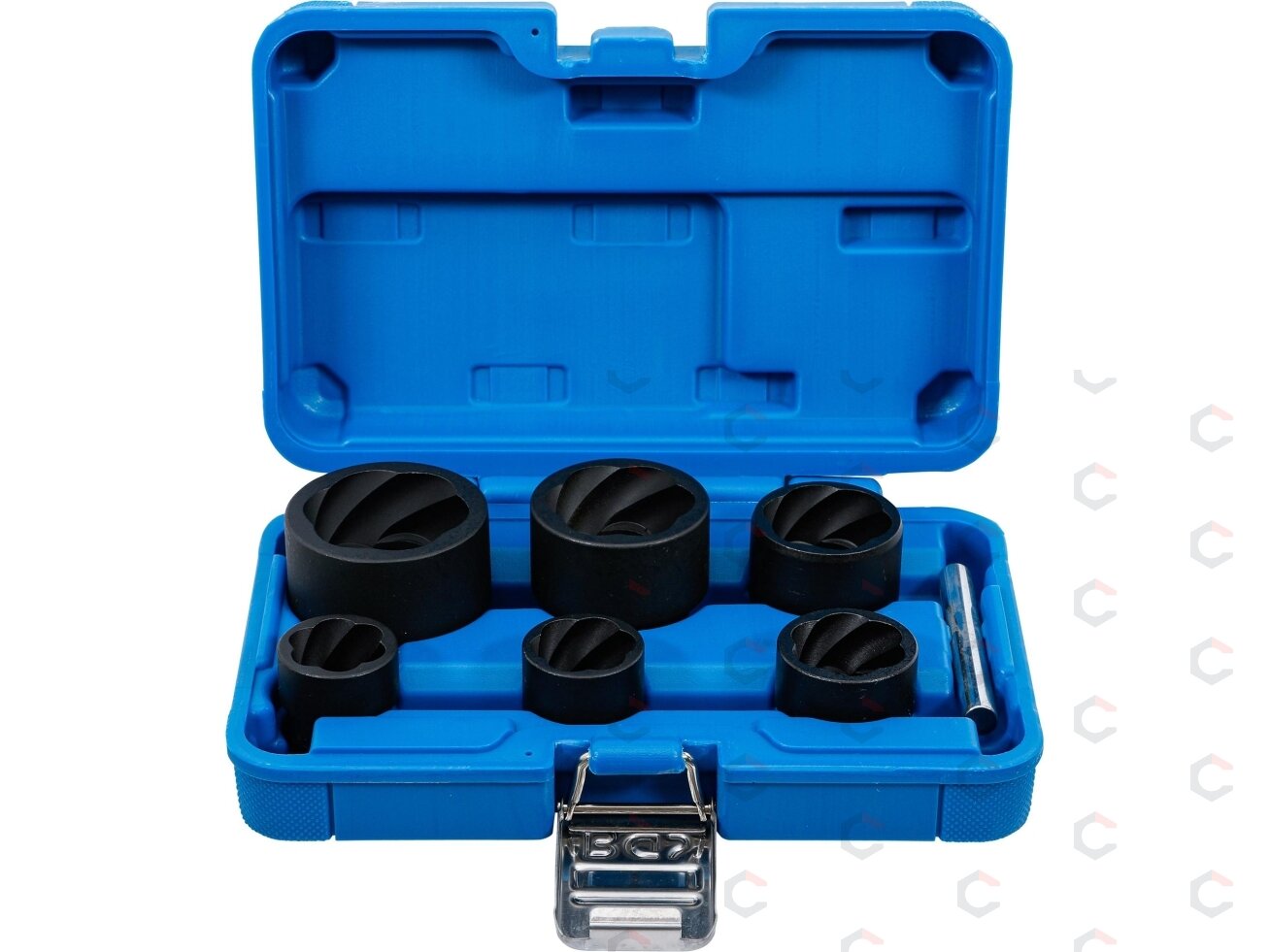 Specialus galvučių rinkinys / sraigtiniai ištraukikliai – CR-MO spiralinis – 1/2" + 3/4" | 22–41 mm | 6 vnt. (5268) Specialus galvučių rinkinys / sraigtiniai ištraukikliai – CR-MO spiralinis – 1/2" + 3/4" | 22–41 mm | 6 vnt. (5268)