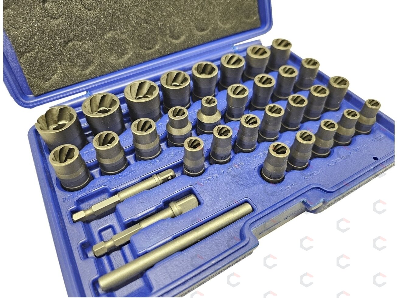Specialus galvučių rinkinys / sraigtiniai ištraukikliai | 6.3 mm (1/4") / 10 mm (3/8") | 32 vnt. (SK201619) 1 Specialus galvučių rinkinys / sraigtiniai ištraukikliai | 6.3 mm (1/4") / 10 mm (3/8") | 32 vnt. (SK201619) 1