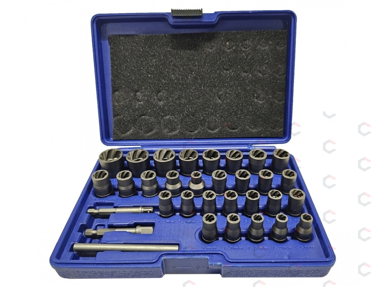 Specialus galvučių rinkinys / sraigtiniai ištraukikliai | 6.3 mm (1/4") / 10 mm (3/8") | 32 vnt. (SK201619) 2