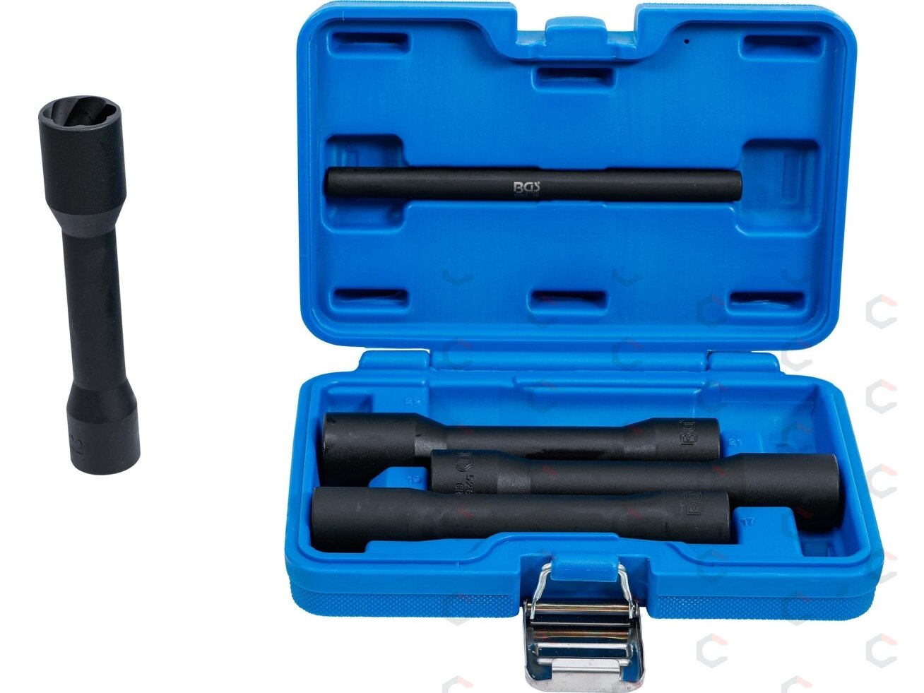 Specialus galvučių rinkinys / sraigtiniai ištraukikliai | Ilgos | 12,5 mm (1/2") | 17 - 22 mm | 5 vnt. (5262) 1 Specialus galvučių rinkinys / sraigtiniai ištraukikliai | Ilgos | 12,5 mm (1/2") | 17 - 22 mm | 5 vnt. (5262) 1