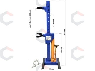 Spyruoklių suspaudėjai hidrauliniai | keičiami antgaliai | 1000 kg | 210 - 570 mm (V819) 2