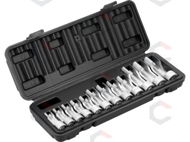 Specialių išpjautų galvučių rinkinys | 3/8" | 8–19 mm | 12 vnt. (YT-17505) Specialių išpjautų galvučių rinkinys | 3/8" | 8–19 mm | 12 vnt. (YT-17505)