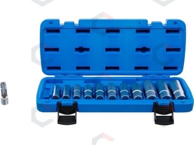 Specializuotų galvučių rinkinys su išpjova | 10 mm (3/8") | 8 - 19 mm | 12 vnt. (70988)