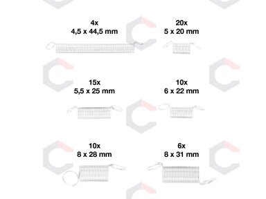 Spyruoklių asortimentas | Tempimo spyruoklės | 65 vnt. (88173) Spyruoklių asortimentas | Tempimo spyruoklės | 65 vnt. (88173)
