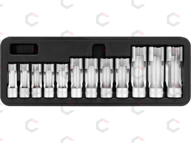 Specialių išpjautų galvučių rinkinys | 3/8" | 8–19 mm | 12 vnt. (YT-17505) 1 Specialių išpjautų galvučių rinkinys | 3/8" | 8–19 mm | 12 vnt. (YT-17505) 1