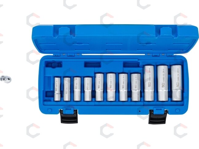 Specializuotų galvučių rinkinys su išpjova | 10 mm (3/8") | 8 - 19 mm | 12 vnt. (70988) 4 Specializuotų galvučių rinkinys su išpjova | 10 mm (3/8") | 8 - 19 mm | 12 vnt. (70988) 4