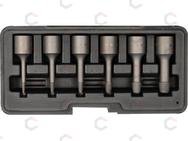 Specialus antgalių rinkinys / sraigtiniai ištraukikliai | 10 mm (3/8") | M2 - M10 mm | 6 vnt (YT-0623) Specialus antgalių rinkinys / sraigtiniai ištraukikliai | 10 mm (3/8") | M2 - M10 mm | 6 vnt (YT-0623)