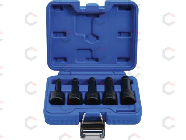 Specialus antgalių rinkinys / sraigtiniai ištraukikliai | 12,5 mm (1/2") | 8 - 16 mm | 5 vnt. (5261) 1 Specialus antgalių rinkinys / sraigtiniai ištraukikliai | 12,5 mm (1/2") | 8 - 16 mm | 5 vnt. (5261) 1