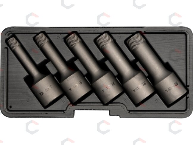 Specialus antgalių rinkinys / sraigtiniai ištraukikliai | 12,5 mm (1/2") | 8 - 16 mm | 5 vnt. (YT-0624) Specialus antgalių rinkinys / sraigtiniai ištraukikliai | 12,5 mm (1/2") | 8 - 16 mm | 5 vnt. (YT-0624)