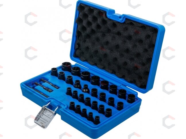 Specialus galvučių ir sraigtinių ištraukiklių rinkinys | 6.3 mm (1/4") / 10 mm (3/8") | 32 vnt. (74560) 2 Specialus galvučių ir sraigtinių ištraukiklių rinkinys | 6.3 mm (1/4") / 10 mm (3/8") | 32 vnt. (74560) 2