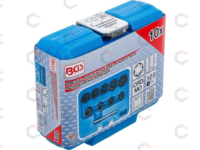 Specialus galvučių rinkinys / sraigtiniai ištraukikliai | 10 mm (3/8") | 10 - 19 mm | 10 vnt. (5265) 5 Specialus galvučių rinkinys / sraigtiniai ištraukikliai | 10 mm (3/8") | 10 - 19 mm | 10 vnt. (5265) 5