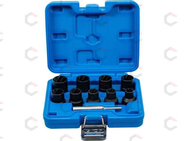 Specialus galvučių rinkinys / sraigtiniai ištraukikliai | 12,5 mm (1/2") | 10 - 19 mm | 10 vnt. (5266) Specialus galvučių rinkinys / sraigtiniai ištraukikliai | 12,5 mm (1/2") | 10 - 19 mm | 10 vnt. (5266)