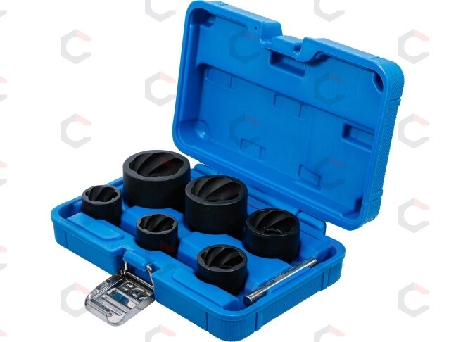 Specialus galvučių rinkinys / sraigtiniai ištraukikliai – CR-MO spiralinis – 1/2" + 3/4" | 22–41 mm | 6 vnt. (5268) 2 Specialus galvučių rinkinys / sraigtiniai ištraukikliai – CR-MO spiralinis – 1/2" + 3/4" | 22–41 mm | 6 vnt. (5268) 2