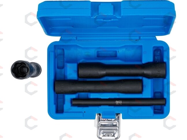 Specialus galvučių rinkinys / sraigtiniai ištraukikliai | Ilgos | 12,5 mm (1/2") | 17 - 21 mm | 4 vnt. (5264) 3 Specialus galvučių rinkinys / sraigtiniai ištraukikliai | Ilgos | 12,5 mm (1/2") | 17 - 21 mm | 4 vnt. (5264) 3