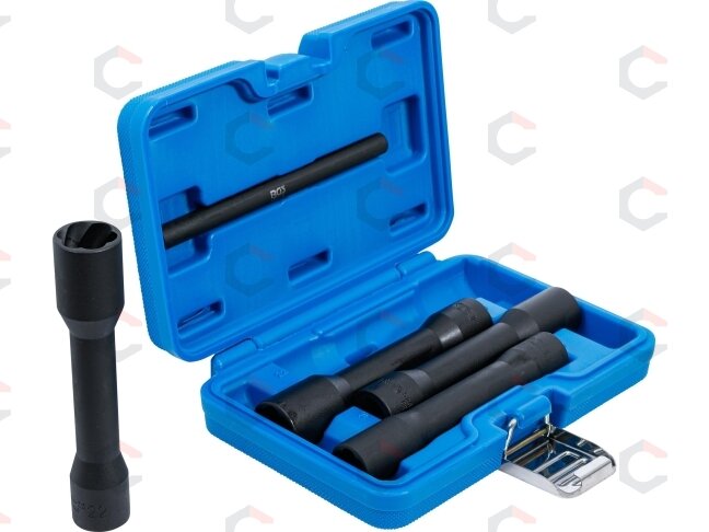 Specialus galvučių rinkinys / sraigtiniai ištraukikliai | Ilgos | 12,5 mm (1/2") | 17 - 22 mm | 5 vnt. (5262) Specialus galvučių rinkinys / sraigtiniai ištraukikliai | Ilgos | 12,5 mm (1/2") | 17 - 22 mm | 5 vnt. (5262)